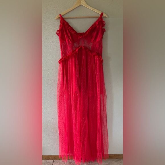 NWT Choosy OG Bae Dress Red Lace Sheer Polka Dot Mesh Sexy Dress Size 18 and 16 - Picture 3 of 10